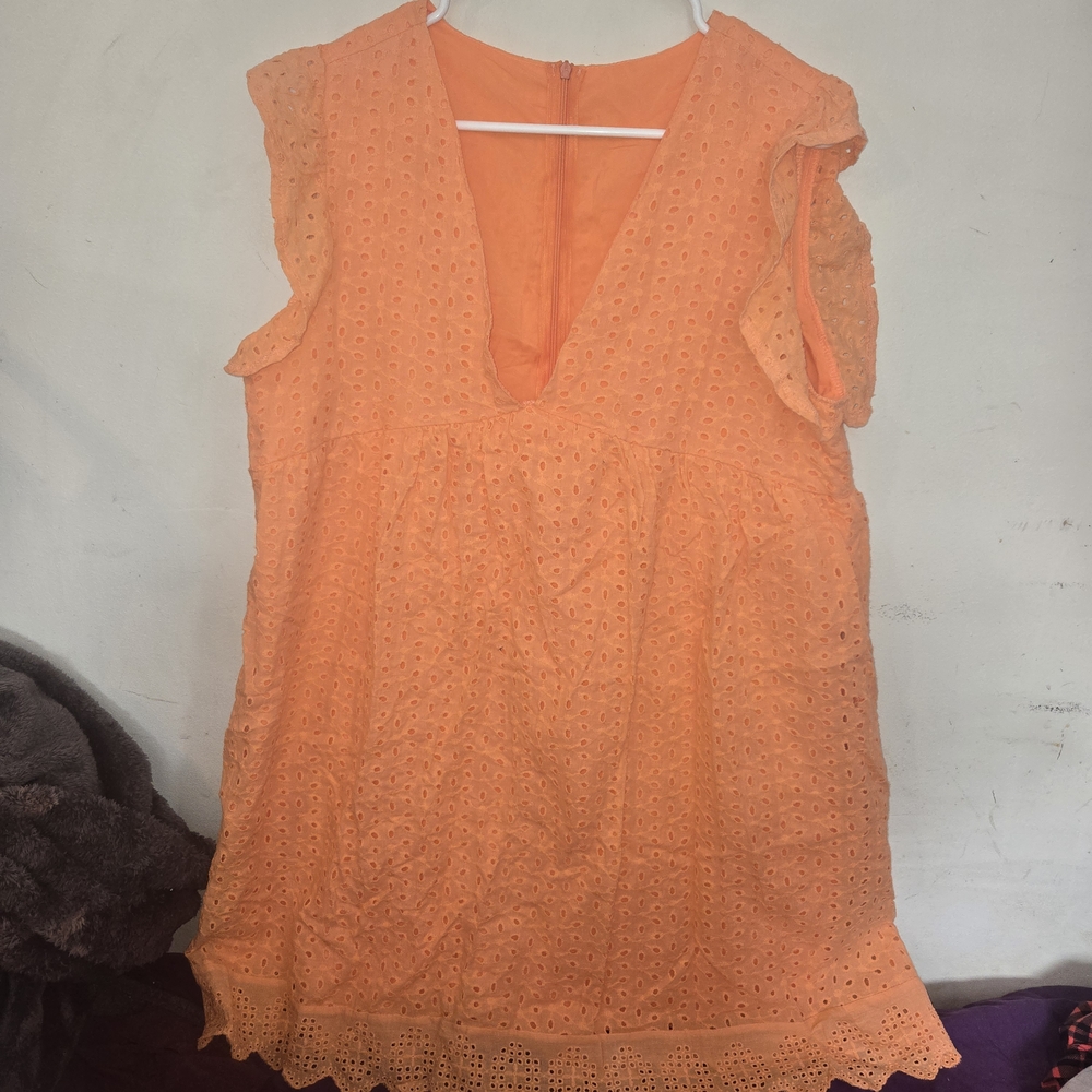 Orange Eyelet Women's Top